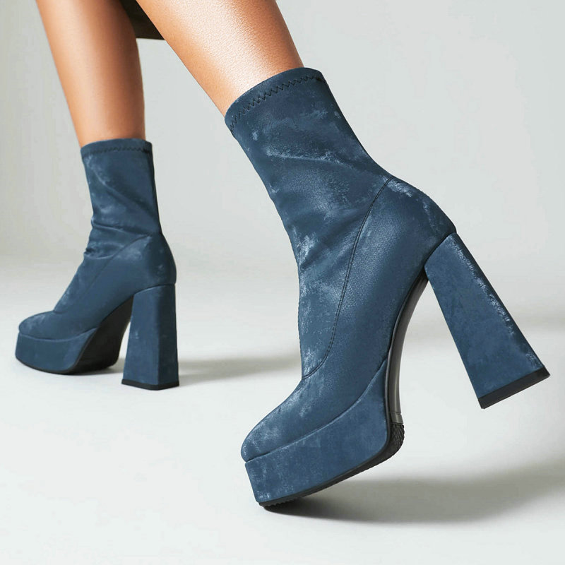Women'S Fashion Socks - Trend Dark Blue Brown Mature Lady