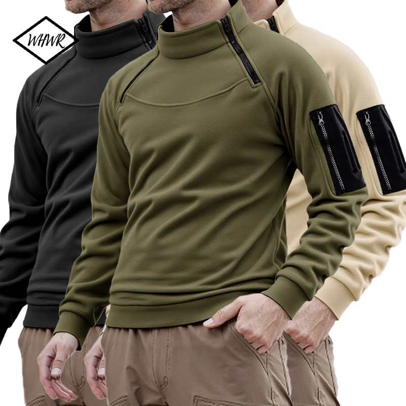 Ribbed Knit Sweater - Men's Long Sleeve Tactical Hoodies Military