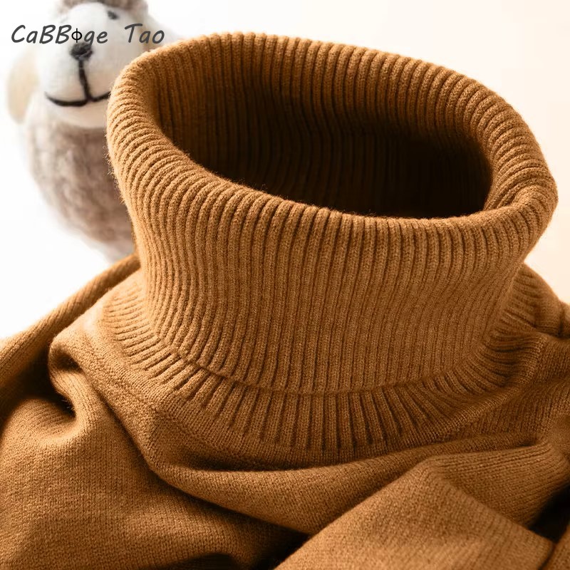Ribbed Knit Sweater - Mens Turtleneck Sweater Slim Fit Knitted