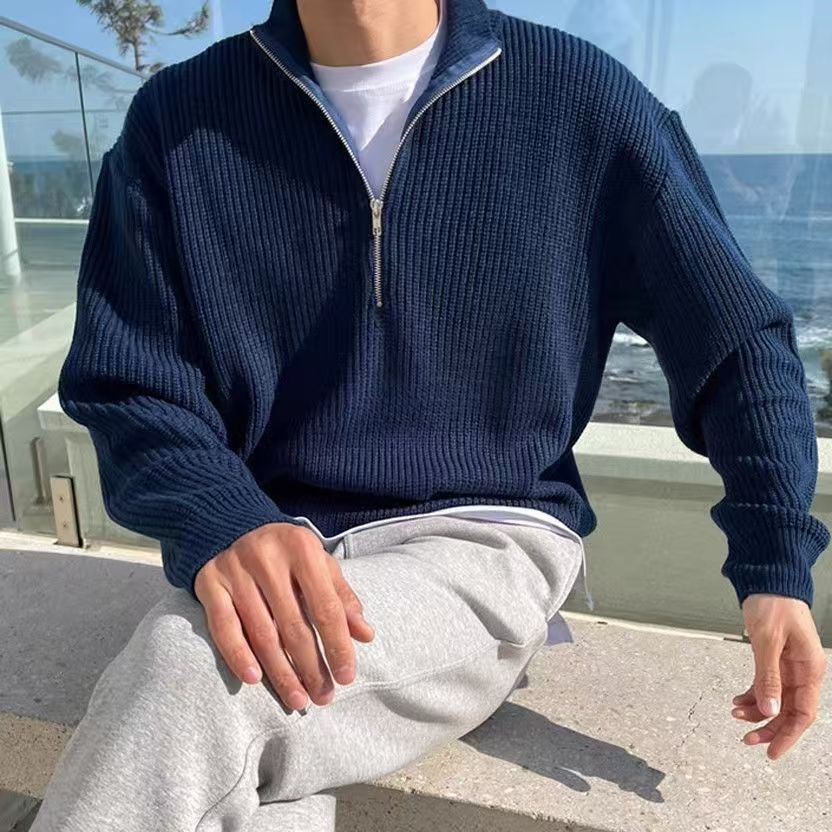 Ribbed Knit Sweater - Autumn & Winter Men's Knitting Jacket