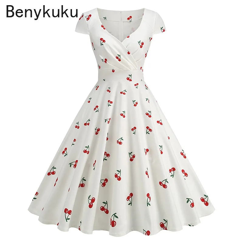 Print Cherry Sunflower 50s 60s - Women'S Fashion Of The 50S ulasan dan harga