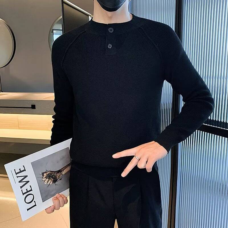 Men Thick Sweater Autumn Winte - Ribbed Knit Sweater ulasan dan harga