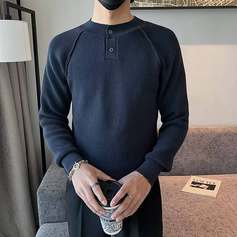 Men Thick Sweater Autumn Winte - Ribbed Knit Sweater ulasan dan harga