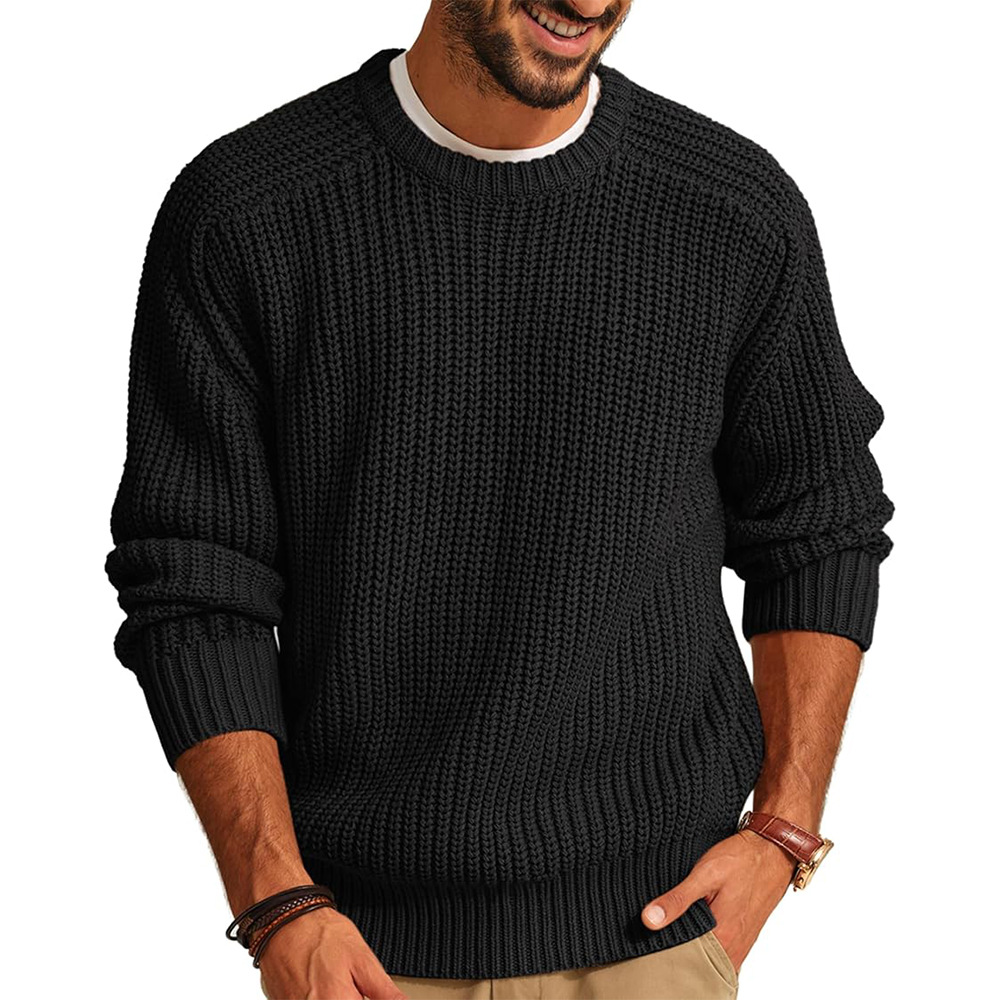 Men’s Knitted Sweater Casual C - Ribbed Knit Sweater ulasan dan harga