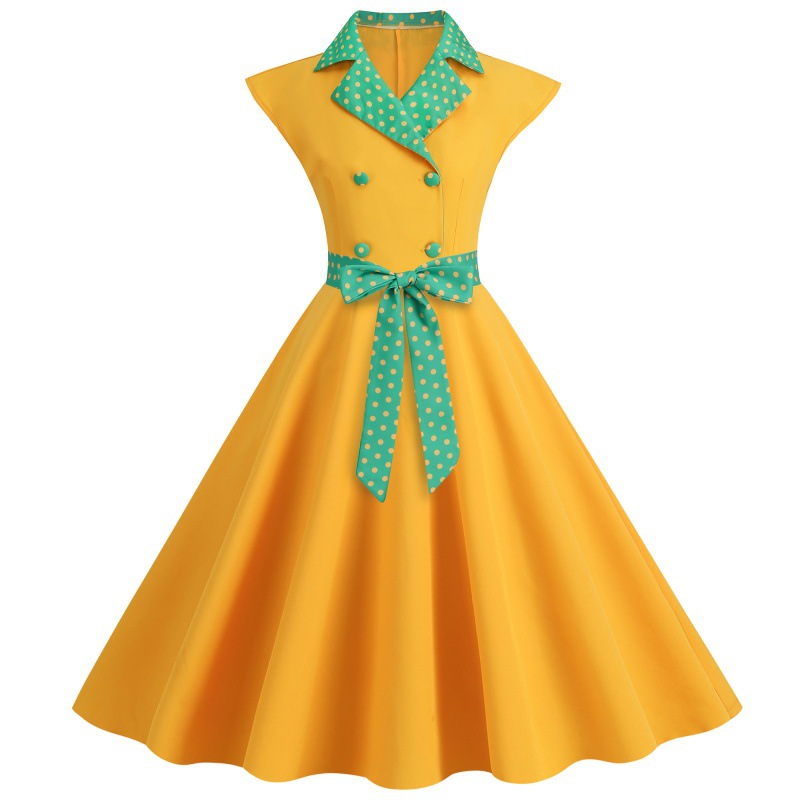 Women Elegtant Polka Dot Print - Women'S Fashion Of The 50S ulasan dan harga