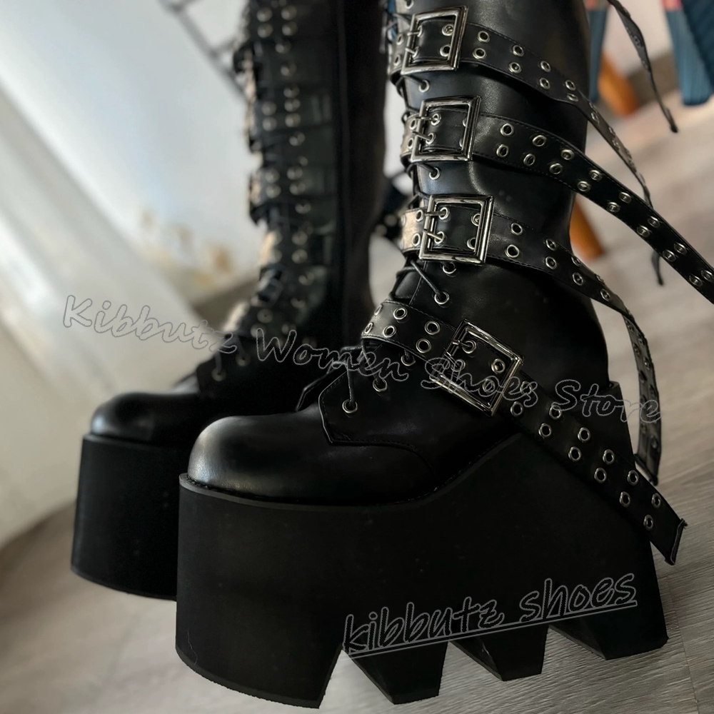 Rivets Platform Knee High Boot - Women'S Fashion Leather Boots ulasan dan harga