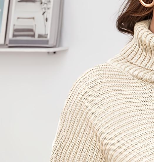 Plus Size Women's Turtleneck S - Ribbed Knit Sweater ulasan dan harga