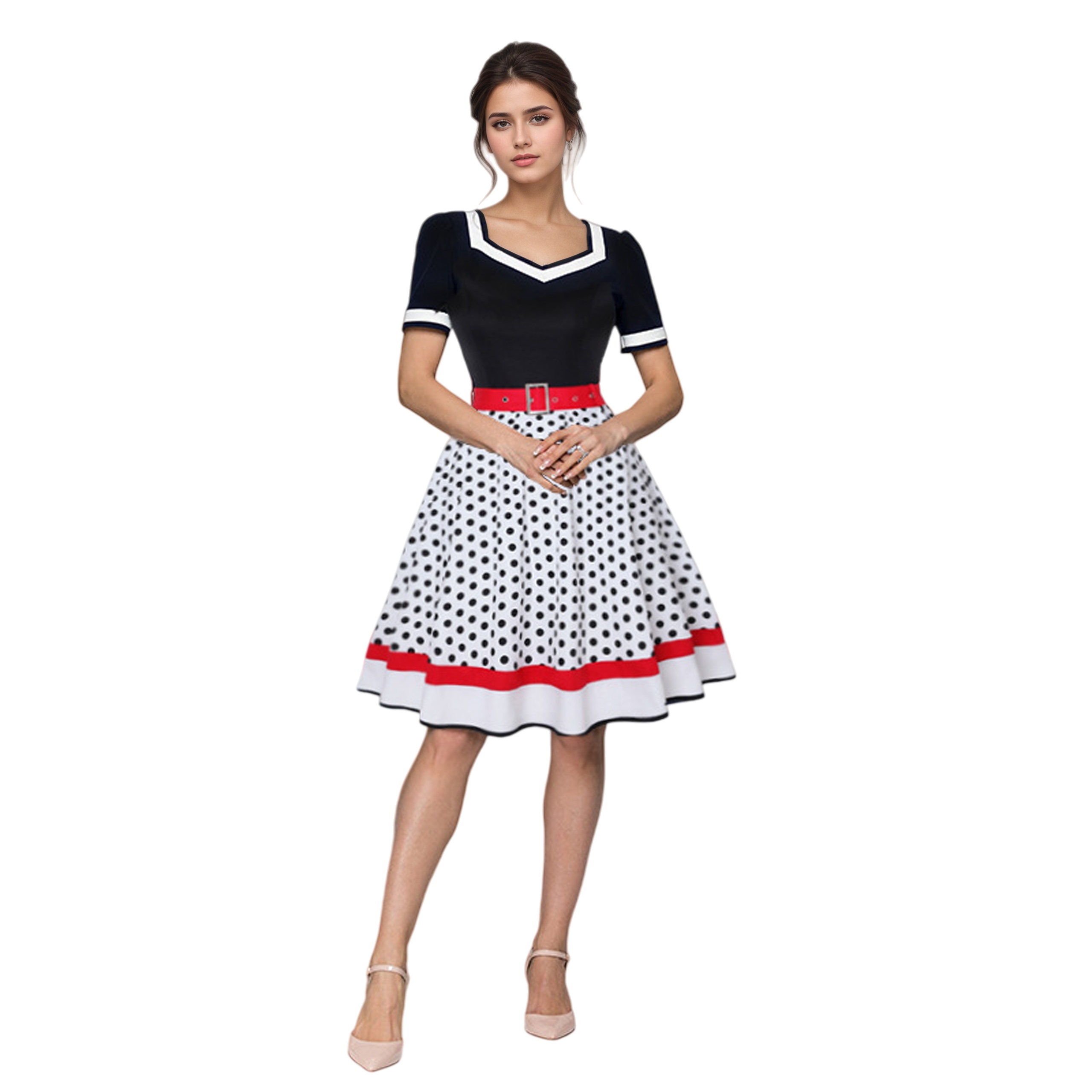 Vintage V-Neck Short Sleeve Sw - Women'S Fashion Of The 50S ulasan dan harga