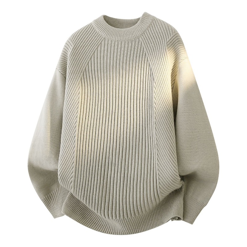 Women Crew Neck Diagonal Rib K - Ribbed Knit Sweater ulasan dan harga