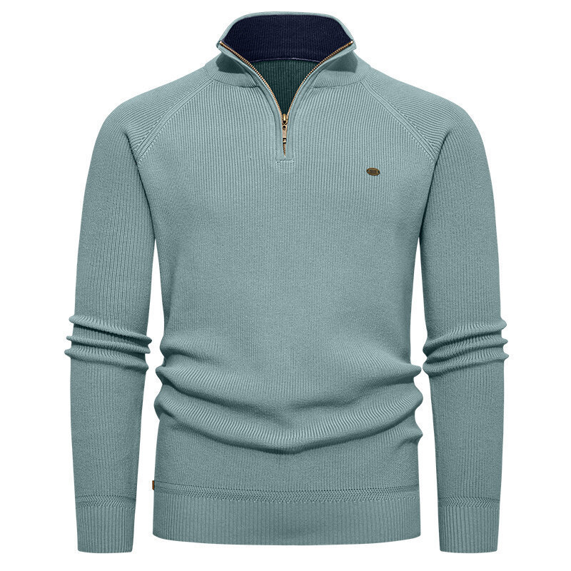 Men's Light Blue Ribbed Knit H - Ribbed Knit Sweater ulasan dan harga