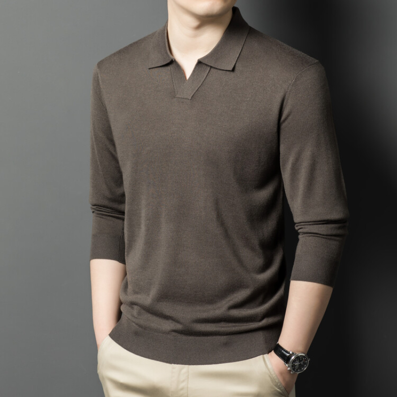Men's pullover sweater with V- - Ribbed Knit Sweater ulasan dan harga