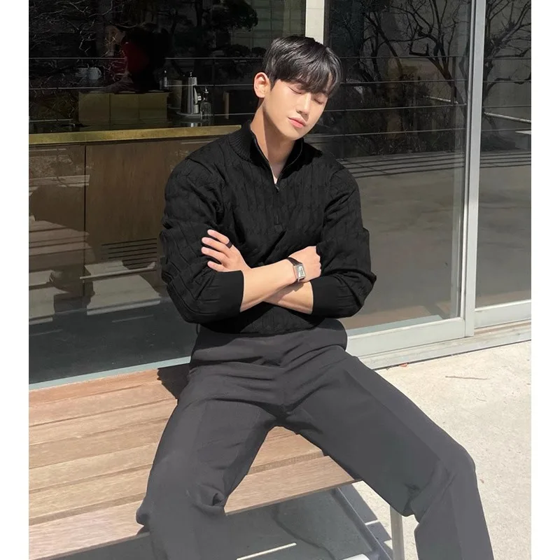 Men's Sweater Casual Jacquard  - Ribbed Knit Sweater ulasan dan harga