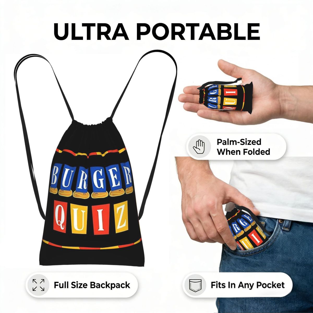 Burger Quiz New Logo Backpacks - Women'S Fashion Quiz ulasan dan harga