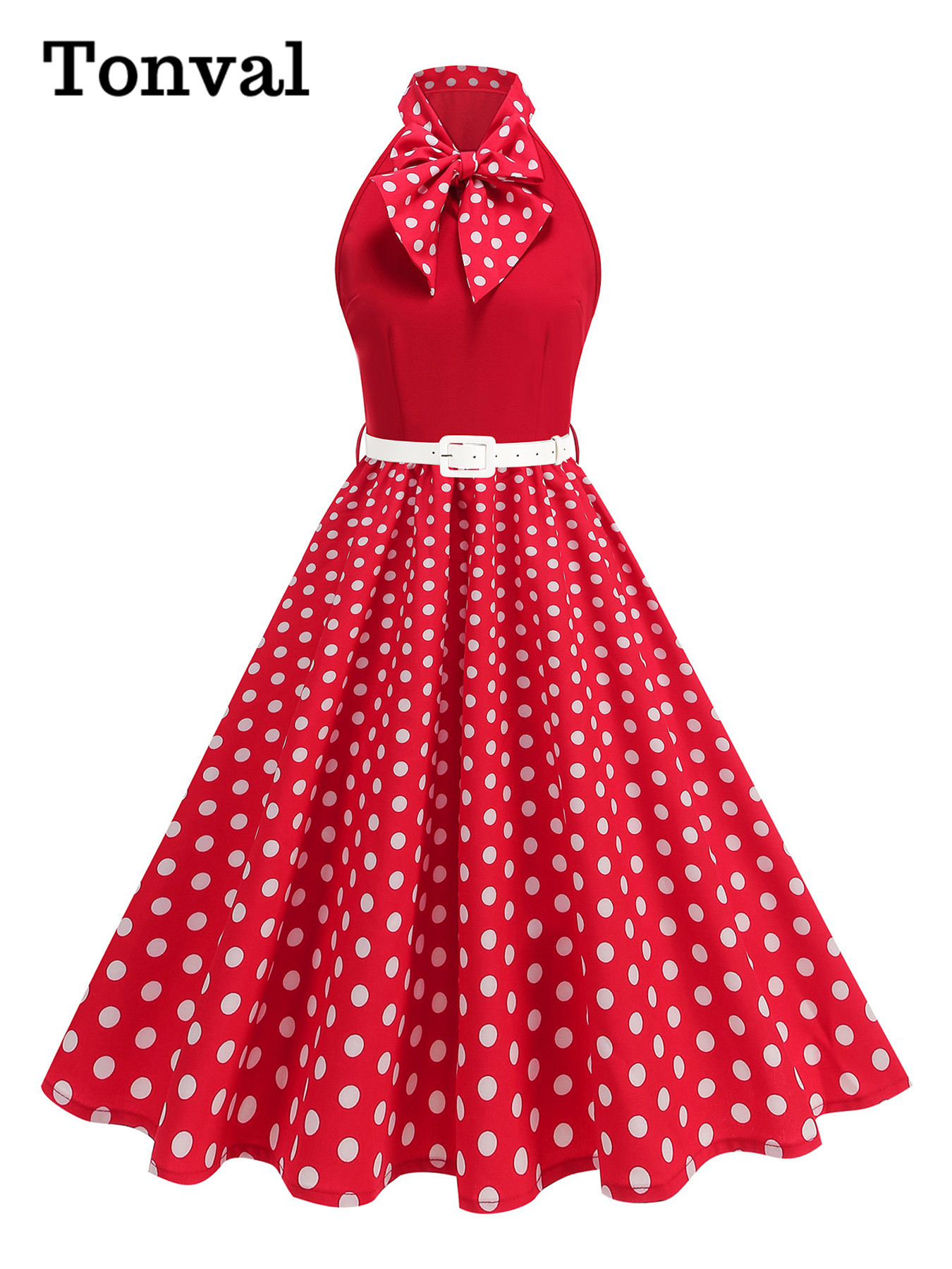 Tonval Bow Neck Halter Neck Po - Women'S Fashion Of The 50S ulasan dan harga