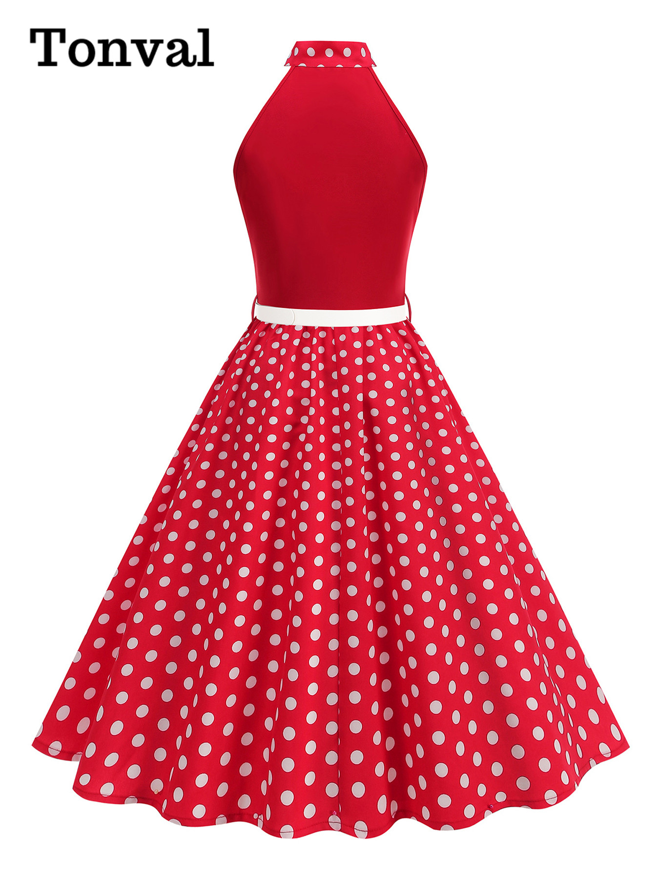 Tonval Bow Neck Halter Neck Po - Women'S Fashion Of The 50S ulasan dan harga