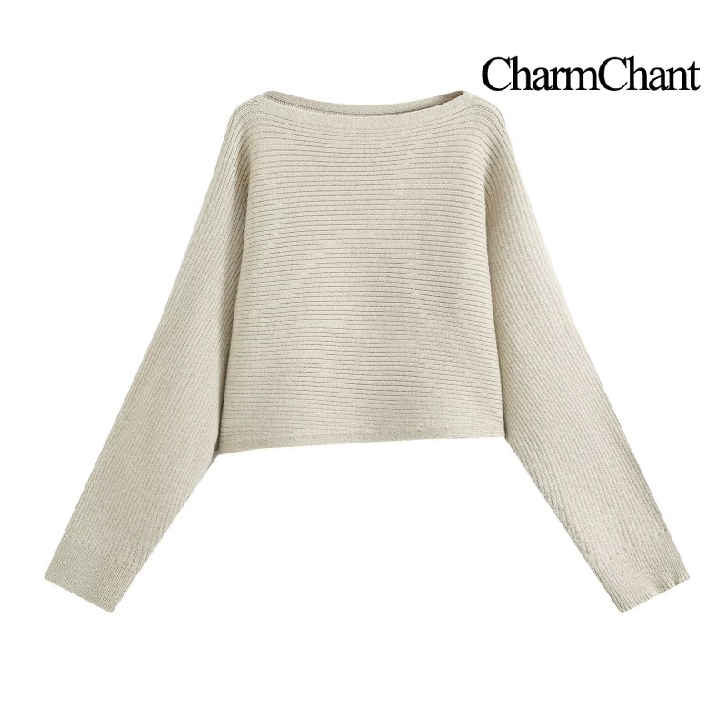 CHARMCHANT Women's Boat Neck R - Ribbed Knit Sweater ulasan dan harga