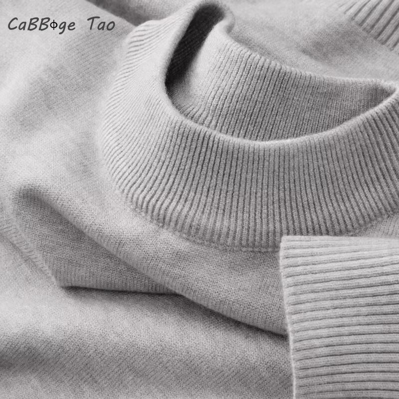 Autumn New Men's Casual Mock T - Ribbed Knit Sweater ulasan dan harga