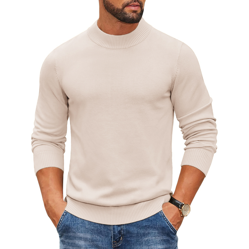 2026 Men's Mock Turtleneck Rib - Ribbed Knit Sweater ulasan dan harga
