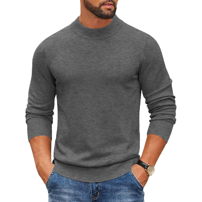 2026 Men's Mock Turtleneck Rib - Ribbed Knit Sweater ulasan dan harga