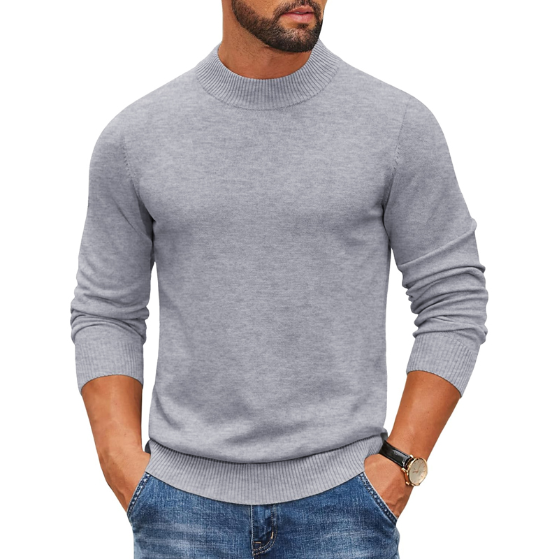 2026 Men's Mock Turtleneck Rib - Ribbed Knit Sweater ulasan dan harga
