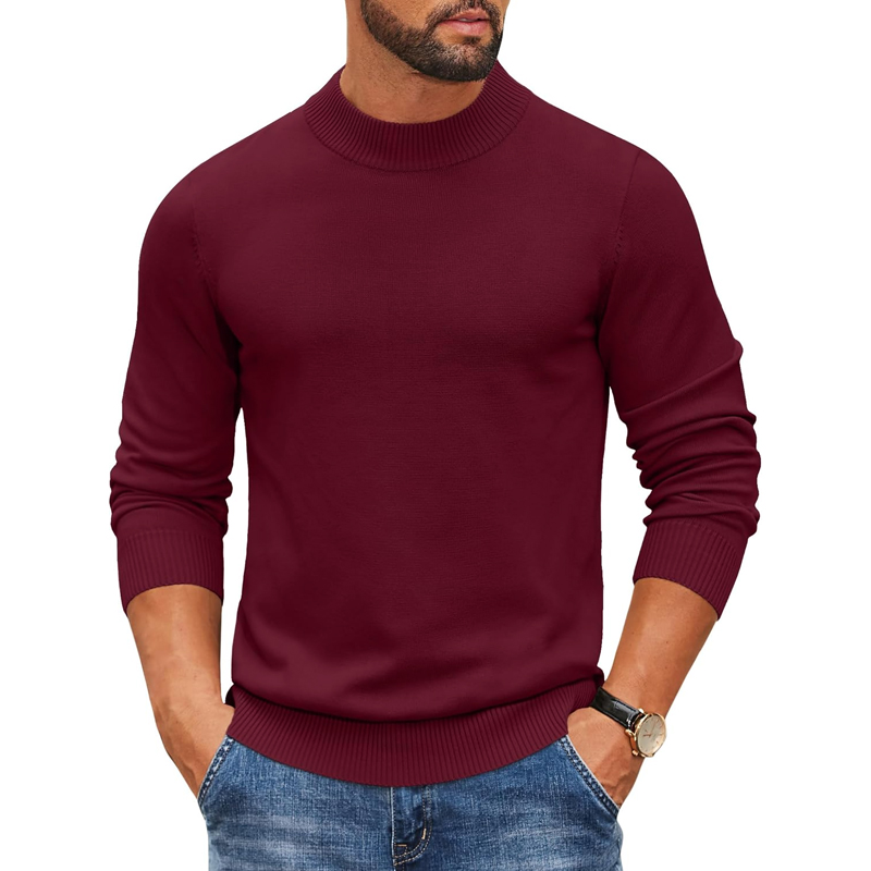 2026 Men's Mock Turtleneck Rib - Ribbed Knit Sweater ulasan dan harga