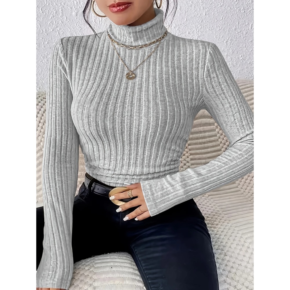 Plus Size 1XL-5XL Women's Slim - Ribbed Knit Sweater ulasan dan harga