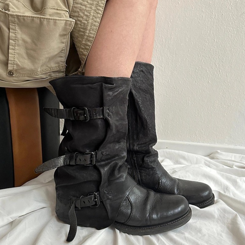 Classic Women Shoes Retro Luxu - Women'S Fashion Leather Boots ulasan dan harga