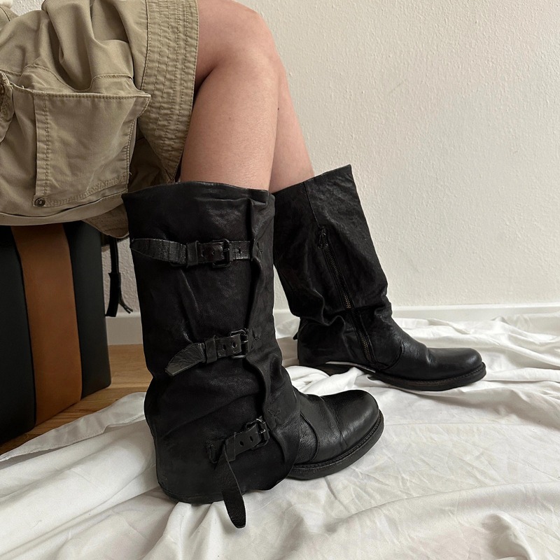 Classic Women Shoes Retro Luxu - Women'S Fashion Leather Boots ulasan dan harga